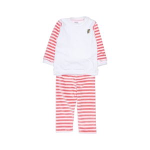 conjunto de plush rayado de beba mini (blanco)