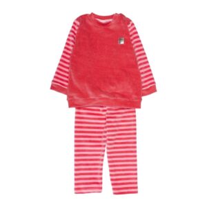 conjunto de plush rayado de beba mini (blanco)