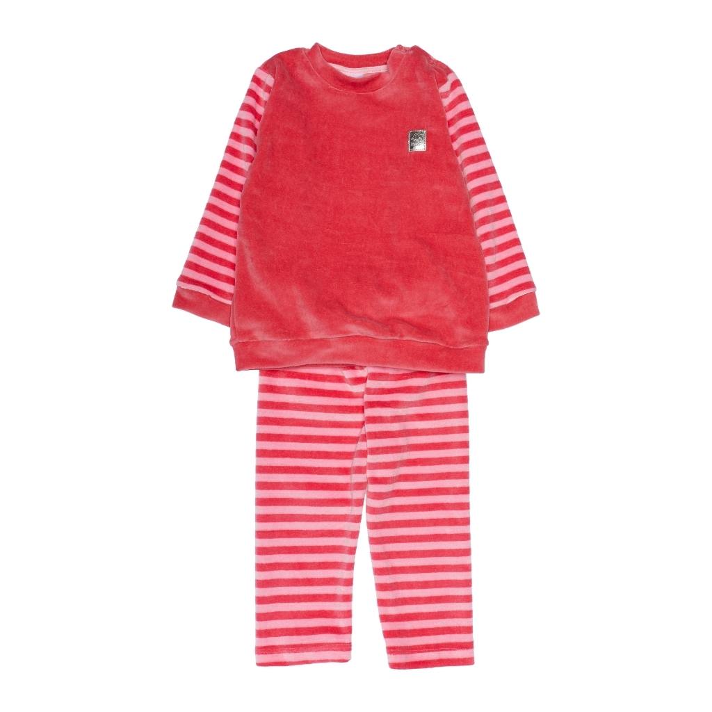 conjunto de plush rayado de beba mini (blanco)