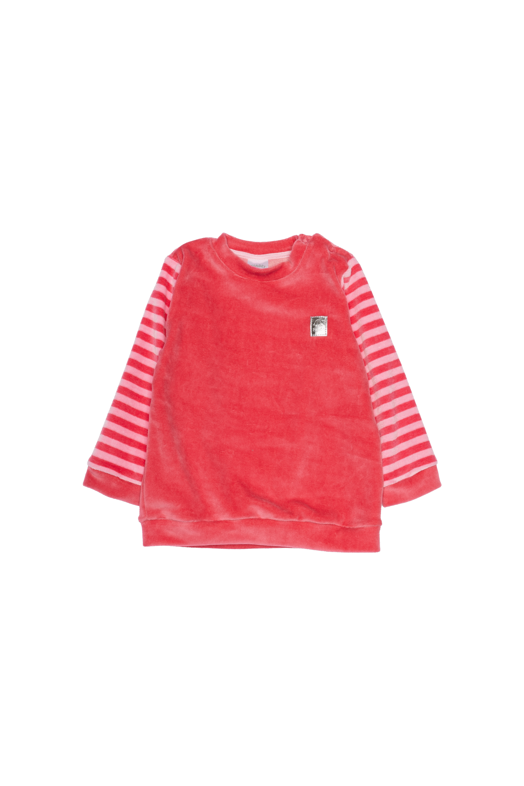 conjunto de plush rayado de beba mini (coral)