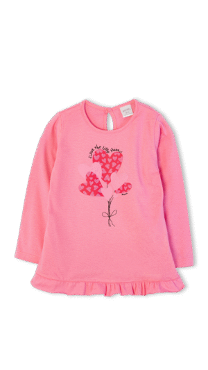 Remera de Beba Manga Larga con Volado y Estampa "Corazones"
