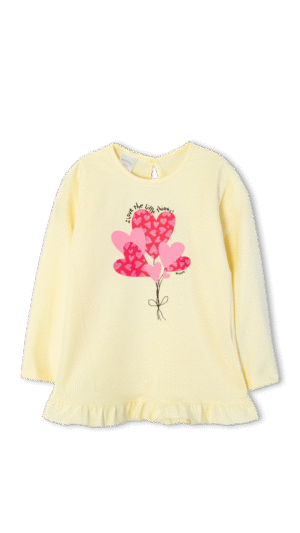 Remera de Beba Manga Larga con Volado y Estampa "Corazones"