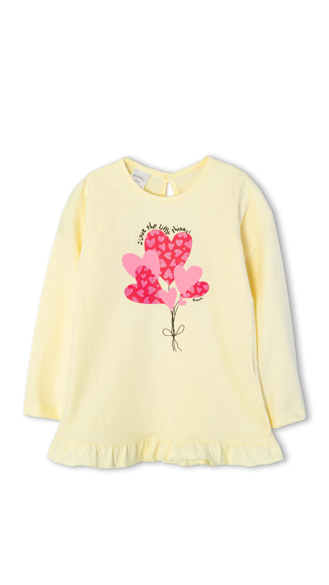 Remera de Beba Manga Larga con Volado y Estampa "Corazones"