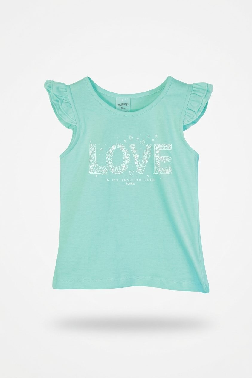 Musculosa de beba con volados y estampa love - Imagen 2