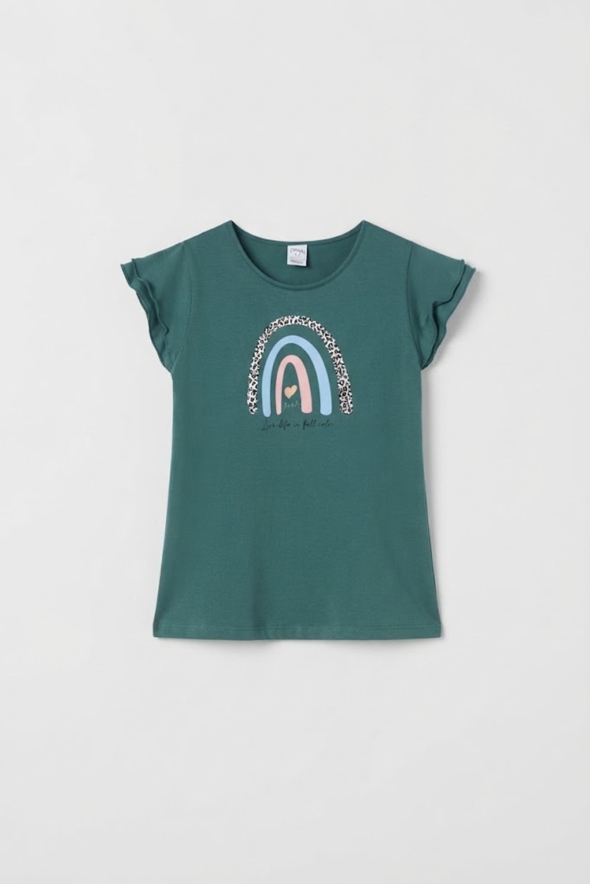 Remera de niña con estampa arcoiris print