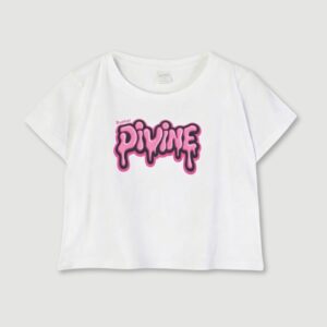 Remera de niña corta con estampa divine